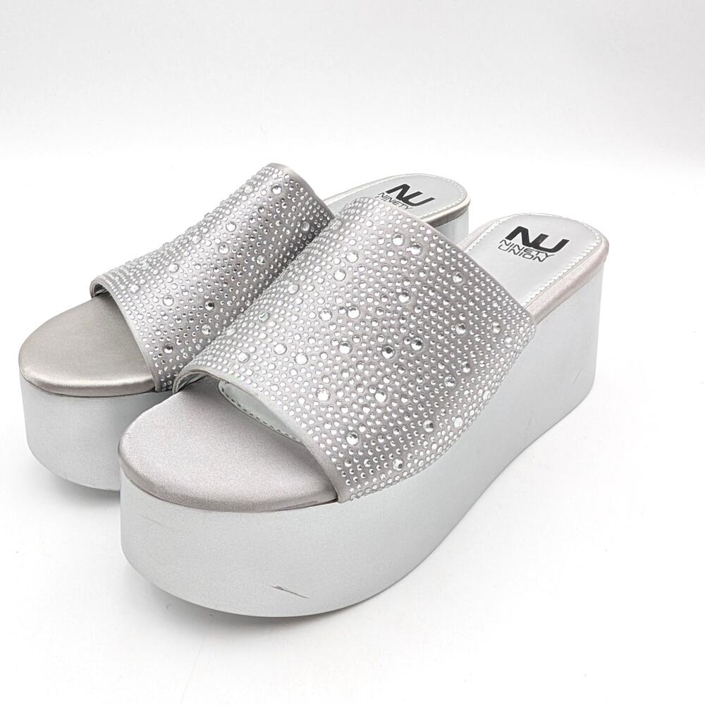 Ninety Union Bahamas Embellished Platform Sandal Women's Silver Size US9 EU40